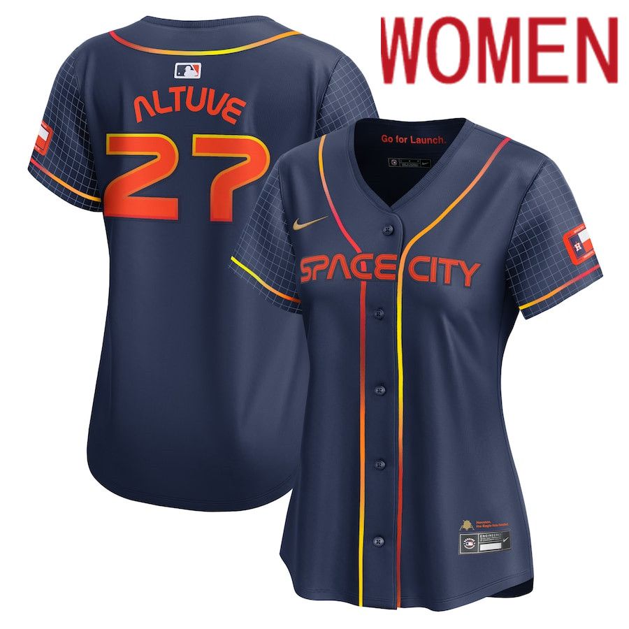 Women Houston Astros #27 Jose Altuve Nike Navy City Connect Limited Player MLB Jersey->women mlb jersey->Women Jersey